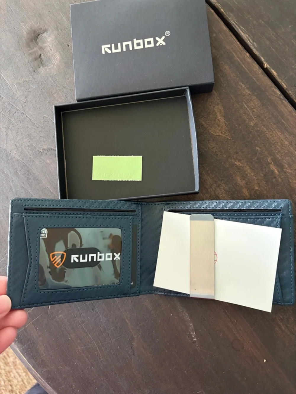 Runbox Men’s Blue Carbon-Texture Money Clip Wallet